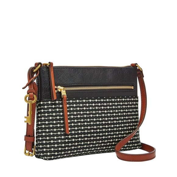 Fossil Fiona Small Crossbody Bag in Black/White - Picture 4 of 16